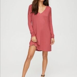Wilfred Free Red Gail Longsleeve V-Neck Dress, XS